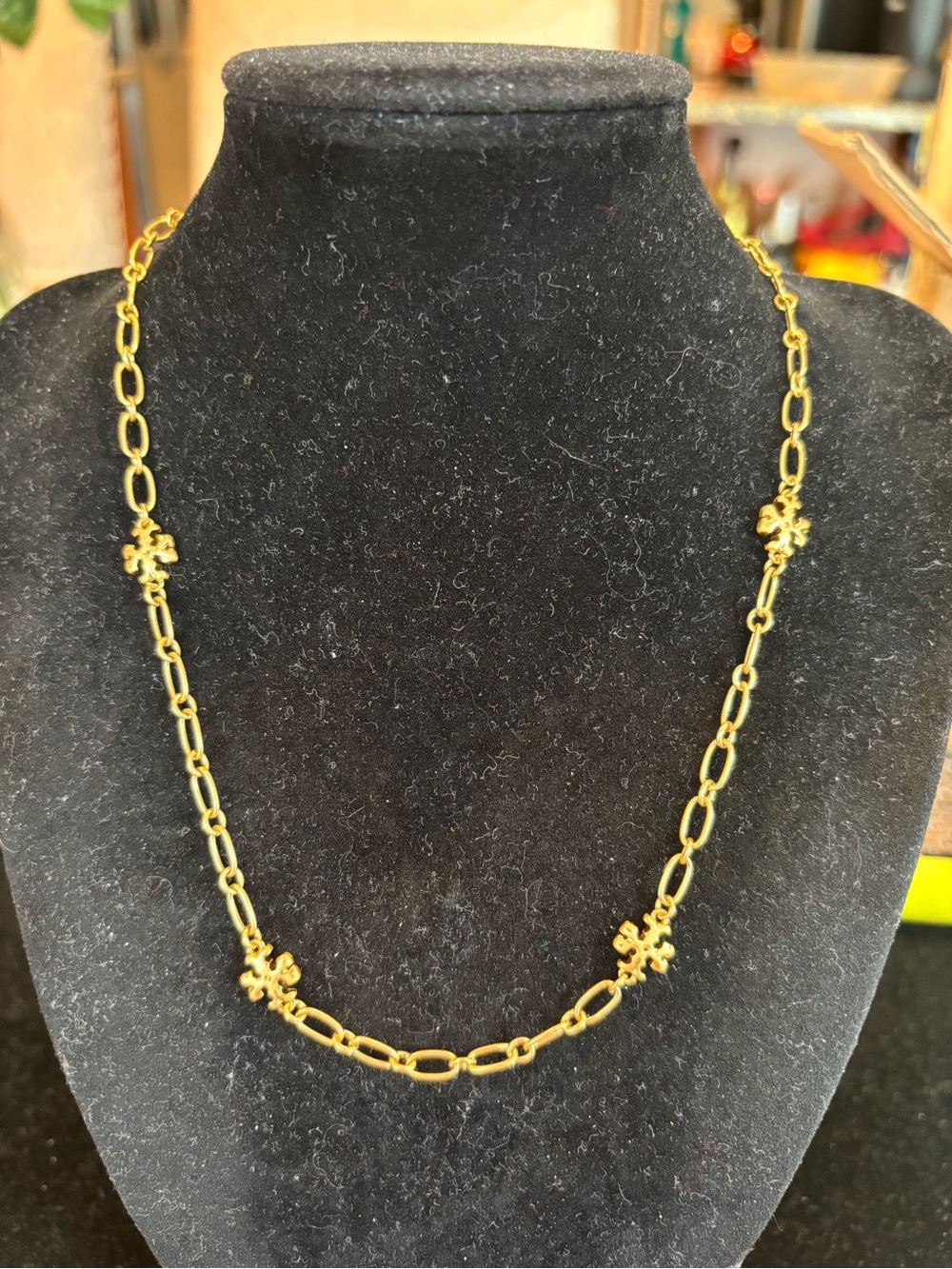 Tory Burch Gold-tone Floral Link Necklace